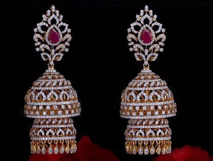 Diamond jhumka diamond necklace rubies emeralds bridal diamond necklace indian jewelry designs silver jewelry wedding jewelry - SHABURIS