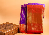 Purple pattu saree zari Saree handloom saree stitched blouse purple saree blue saree party wear saree silk saree wedding saree