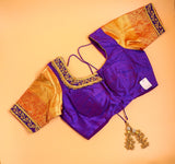 Purple pattu saree zari Saree handloom saree stitched blouse purple saree blue saree party wear saree silk saree wedding saree