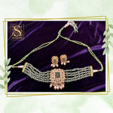 Emerald Polki Necklace Swarovski Diamond Pendant Emerald Gem Stone Silver Jewelry Statement Jewelry Indian Jewelry Designs - SHABURIS