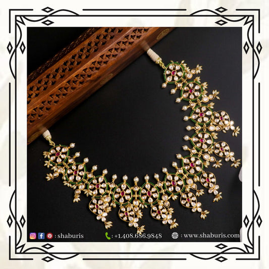 Polki Necklace Bridal Jewelry Wedding Jewelry Diamond Necklace Silver Jewelry Statement Jewelry Indian Jewelry Designs - SHABURIS