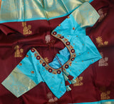 Brown pattu saree zari Saree handloom saree stitched blouse purple saree pink saree party wear saree silk saree wedding saree