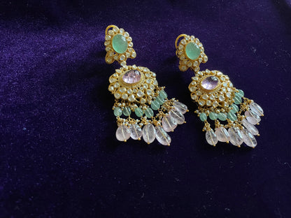 Polki jhumkas Pure Silver jewelry Indian ,diamond earrings ,Indian gold jewelry designs diamond jewelry look a like  morganites - SHABURIS
