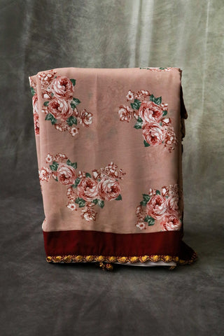 Maroon saree crape Saree fancy saree stitched blouse designer saree unique saree party wear saree silk saree wedding saree