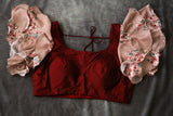 Maroon saree crape Saree fancy saree stitched blouse designer saree unique saree party wear saree silk saree wedding saree