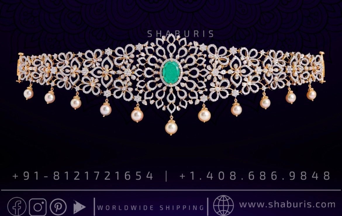 Diamond Vaddanam,South Indian Jewelry,Vaddanam,Kids Vaddanam,hip chain,diamond vaddanam,pure Silver indian jewelry - SHABURIS