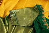 Mango Yellow & green pattu saree zari Saree handloom saree stitched blouse green saree pink saree party wear saree silk saree wedding saree