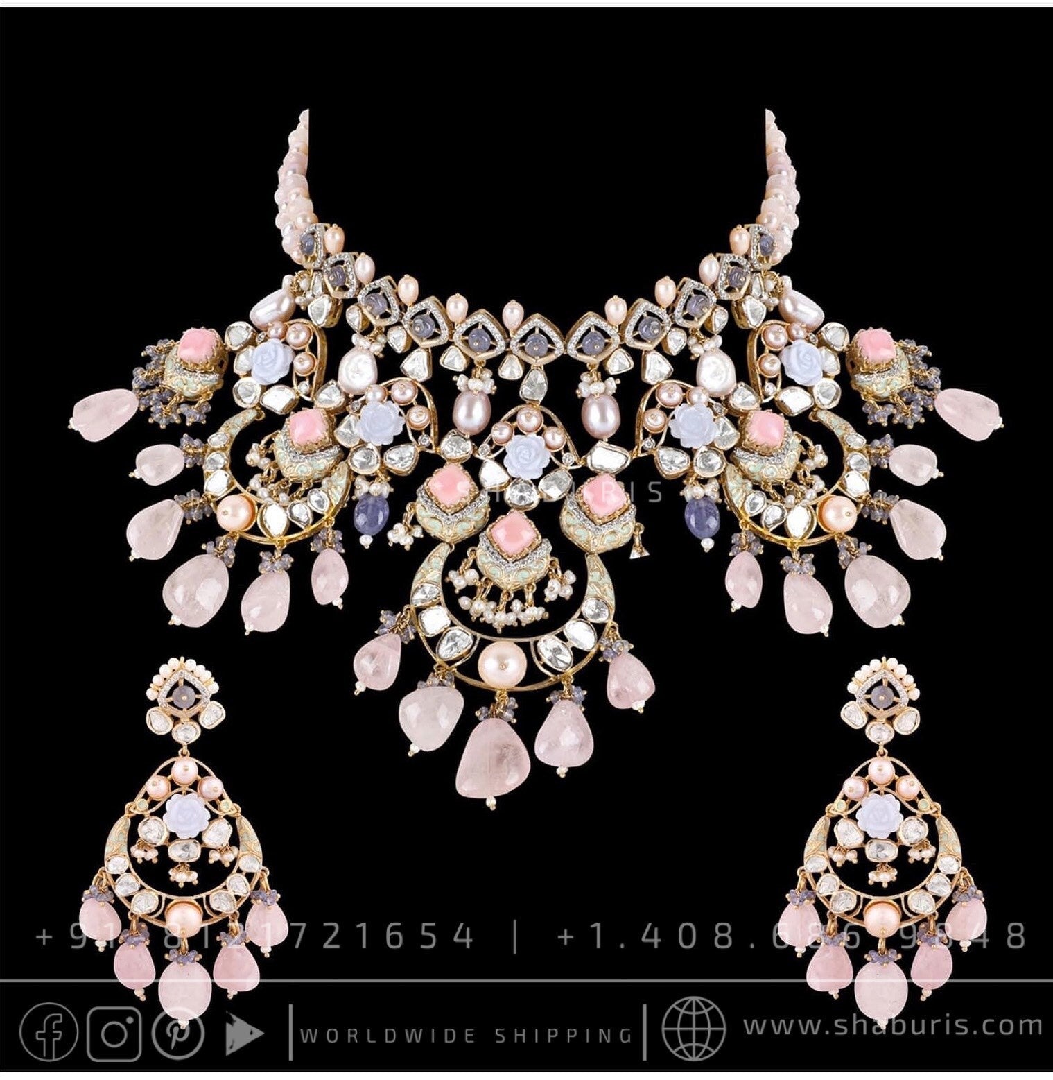 Polki Necklace menakari Diamond choker Pendant Emerald Gem Stone Silver Jewelry Statement Jewelry Indian Jewelry Designs - SHABURIS