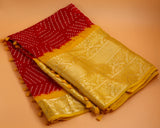 Kanchi Bandhini Saree Mehendi Saree Fusion saree Wedding saree Sangeet Saree Haldi Saree Maggam Work Blouse - Ready to Ship Saree