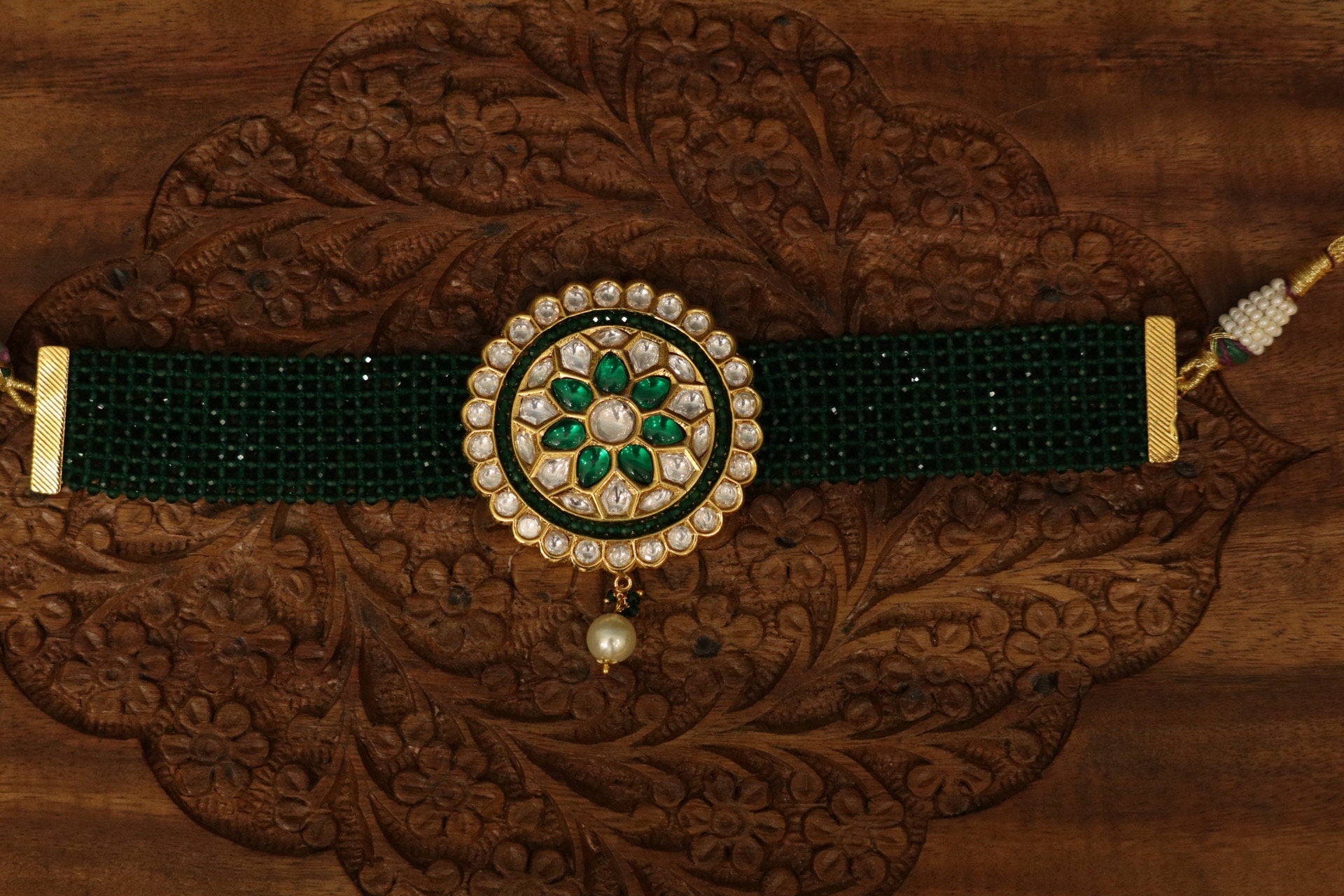 Bead Jewelry,Gold Plated Jewellery Indian ,Artificial Jewellery,lyte weight Indian Bridal,Emerald Jewelry inspired -NIHIRA-SHABURIS