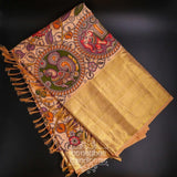 Pure kanchi pen kalamkari Saree in kanchi border | kanchi saree | Authentic pattu Saree | Handloom Saree | pattu saree
