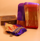 Purple pattu saree zari Saree handloom saree stitched blouse purple saree blue saree party wear saree silk saree wedding saree