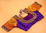 Purple pattu saree zari Saree handloom saree stitched blouse purple saree blue saree party wear saree silk saree wedding saree