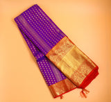 Purple pattu saree zari Saree handloom saree stitched blouse purple saree blue saree party wear saree silk saree wedding saree
