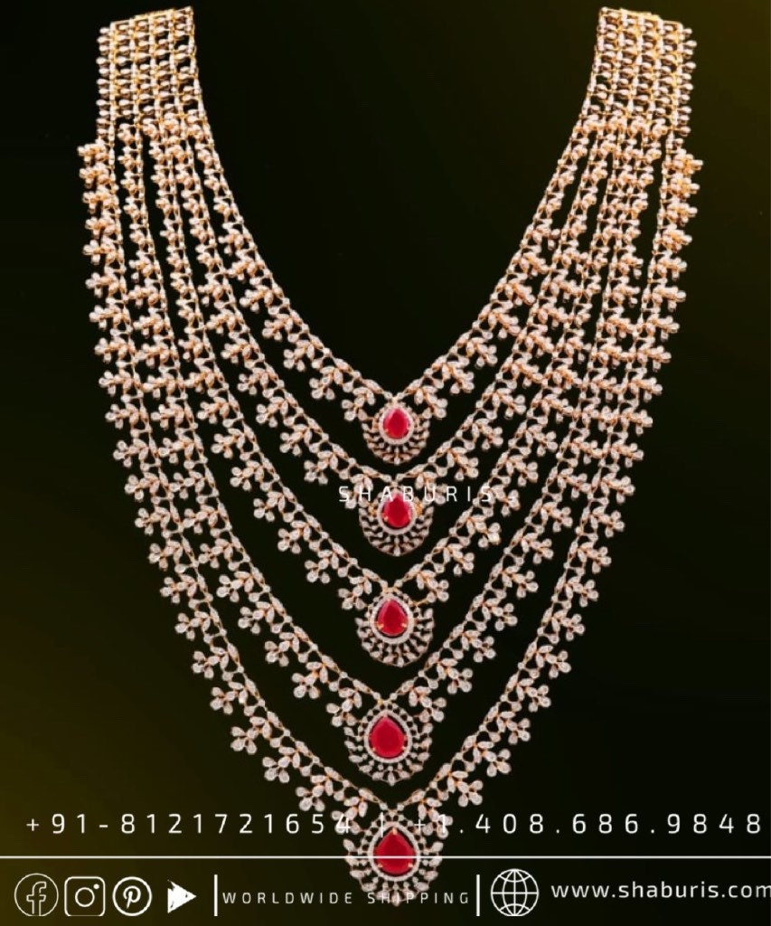 Diamond Panch Lada sath lada Diamond Layer Haram Mens Jewelry Grooms Jewelry Indian wedding Jewelry Unisex jewelry silver Jewelry - SHABURIS