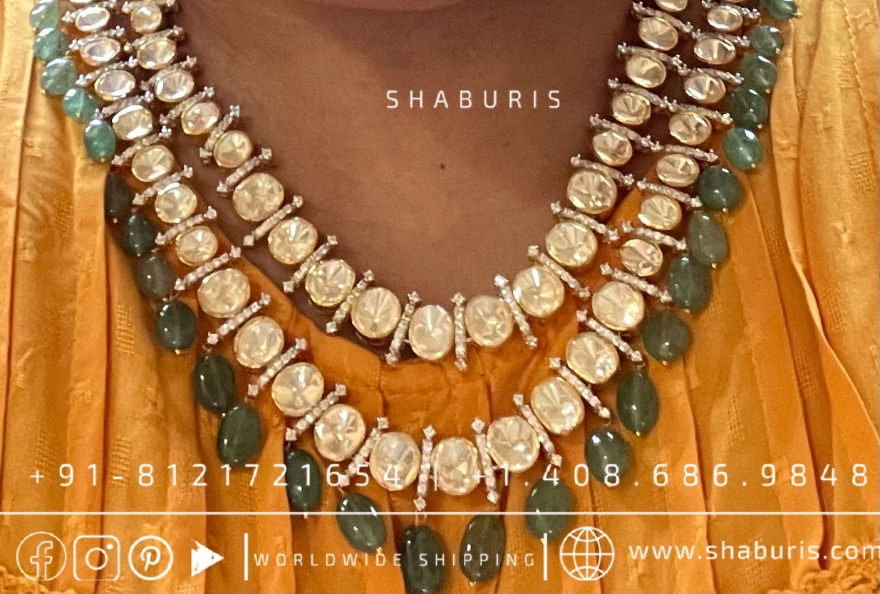 Pure Silver jewelry Indian ,moissanite jewelry,Big Indian Necklace,Indian jadau ,Indian gold Jewelry designs moissanite jewelry-SHABURIS