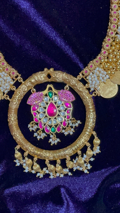 925 Silver Jewelry Kasu Mala Kasu Haram Kasu Necklace Guttapusalu Clustered Pearls Bridal Necklace South Indian Jewelry -SHABURIS