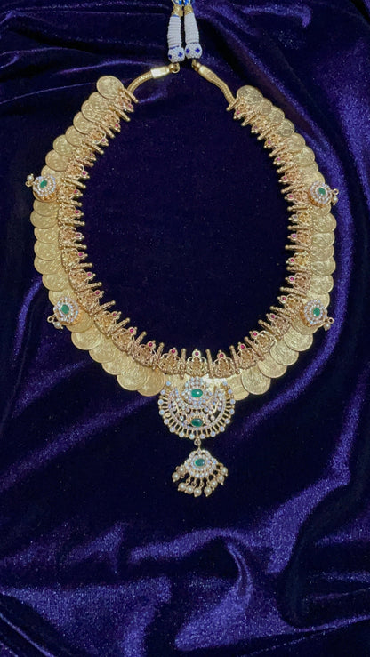 Kasu mala kasu haram lakshmi kasu necklace antique jewelry nakshi jewelry temple jewelry bridal jewelry indian jewelry 925 silver jewelry