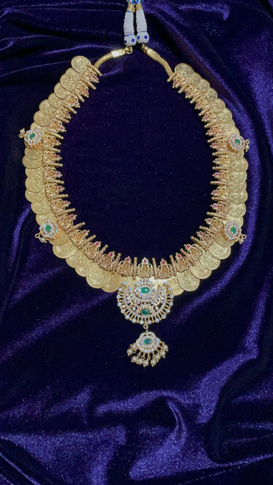 Kasu mala kasu haram lakshmi kasu necklace antique jewelry nakshi jewelry temple jewelry bridal jewelry indian jewelry 925 silver jewelry