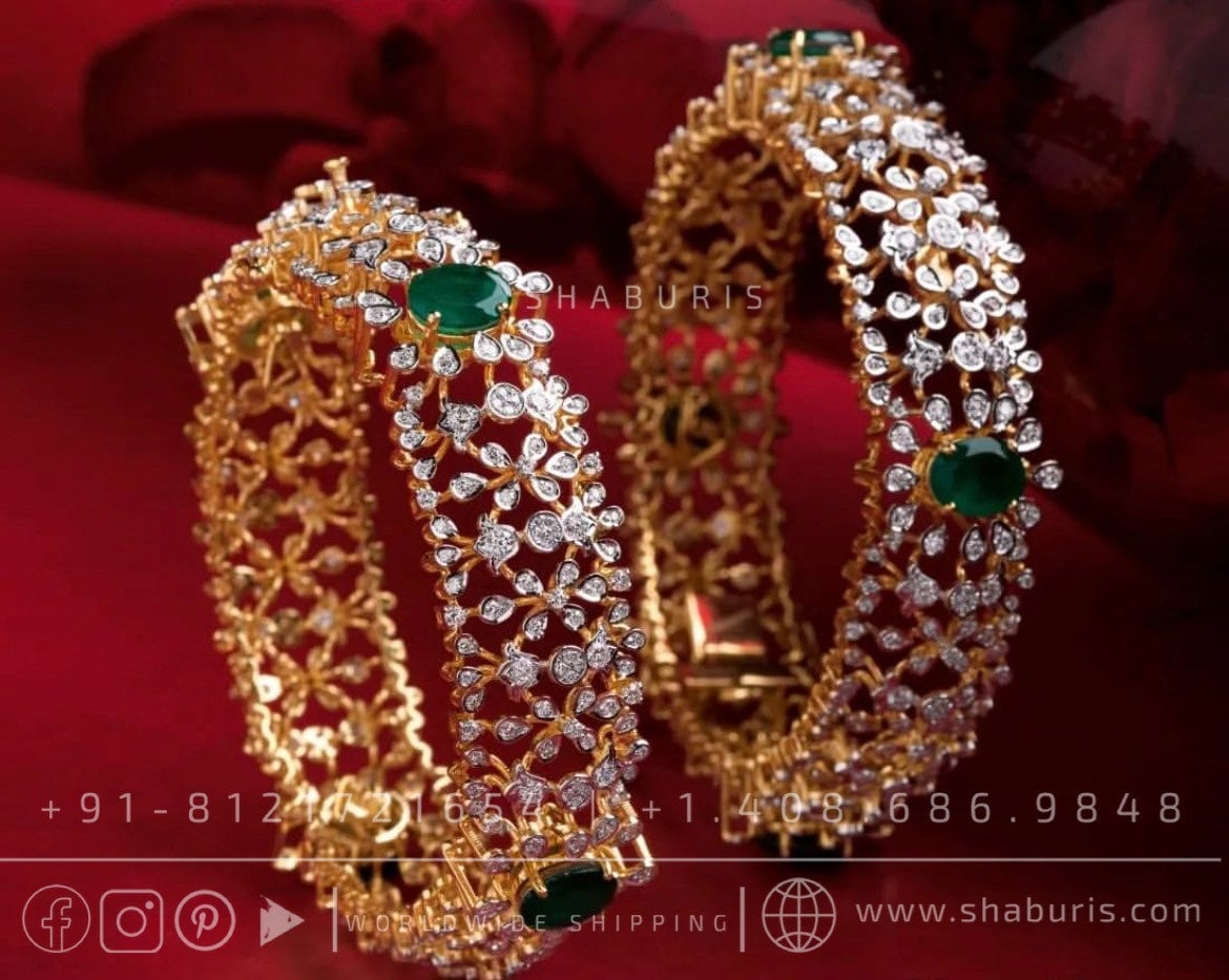 Diamond Bangles,South Indian Jewelry,silver indian Bangles,pure silver Swaroski Bangles,Indian Wedding Jewelry -NIHIRA-SHABURIS
