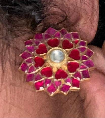 Ruby Earrings,south sea pearl earring,party wear earrings,south indian traditional jewelry artificial jewelry 1 gram gold jewelry designs