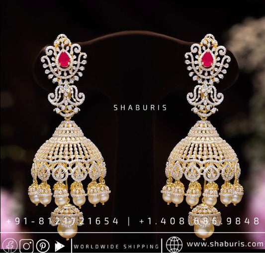 Polki jewelry destination wedding jewelry pure silver  925 silver jewelry indian lyte weight jewelry chandbali morganites -SHABURIS