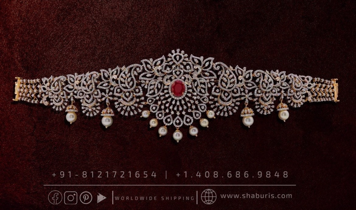 Diamond Vaddanam,South Indian Jewelry,Vaddanam,Kids Vaddanam,hip chain,diamond vaddanam,pure Silver indian jewelry - SHABURIS