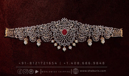 Diamond Vaddanam,South Indian Jewelry,Vaddanam,Kids Vaddanam,hip chain,diamond vaddanam,pure Silver indian jewelry - SHABURIS