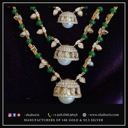 UniSex Jewelry Groom Necklace Swarovski Diamond Pendant Emerald Gem Stone Silver Jewelry Statement Jewelry Indian Jewelry Designs - SHABURIS