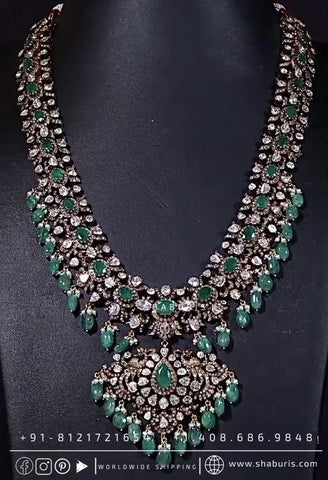 Victorian Polki Necklace Diamond Necklace Beaded Necklace Tanzanite Necklace Diamond Jewelry Moissanite Necklace Bridal-SHABURIS
