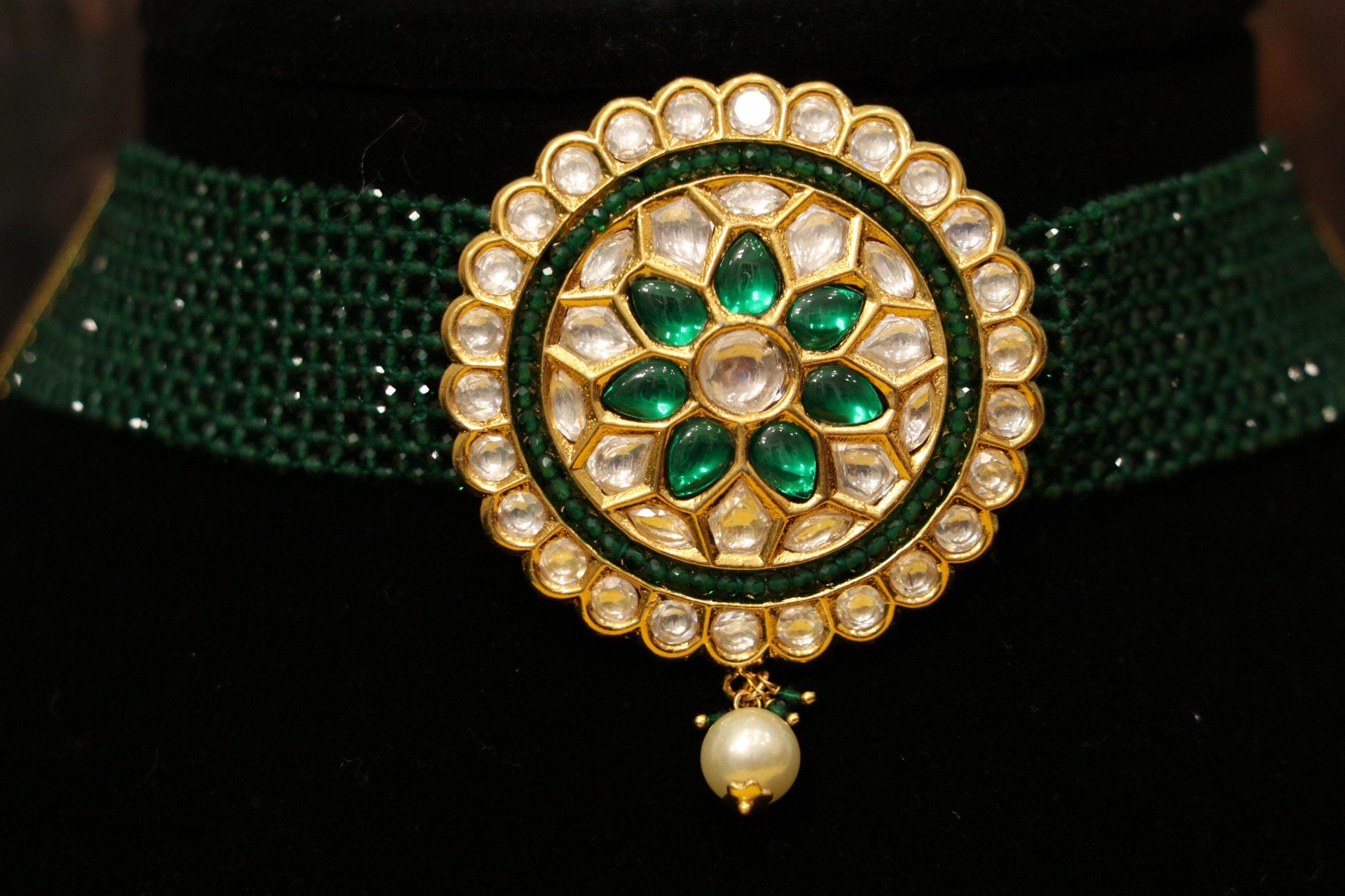 Bead Jewelry,Gold Plated Jewellery Indian ,Artificial Jewellery,lyte weight Indian Bridal,Emerald Jewelry inspired -NIHIRA-SHABURIS