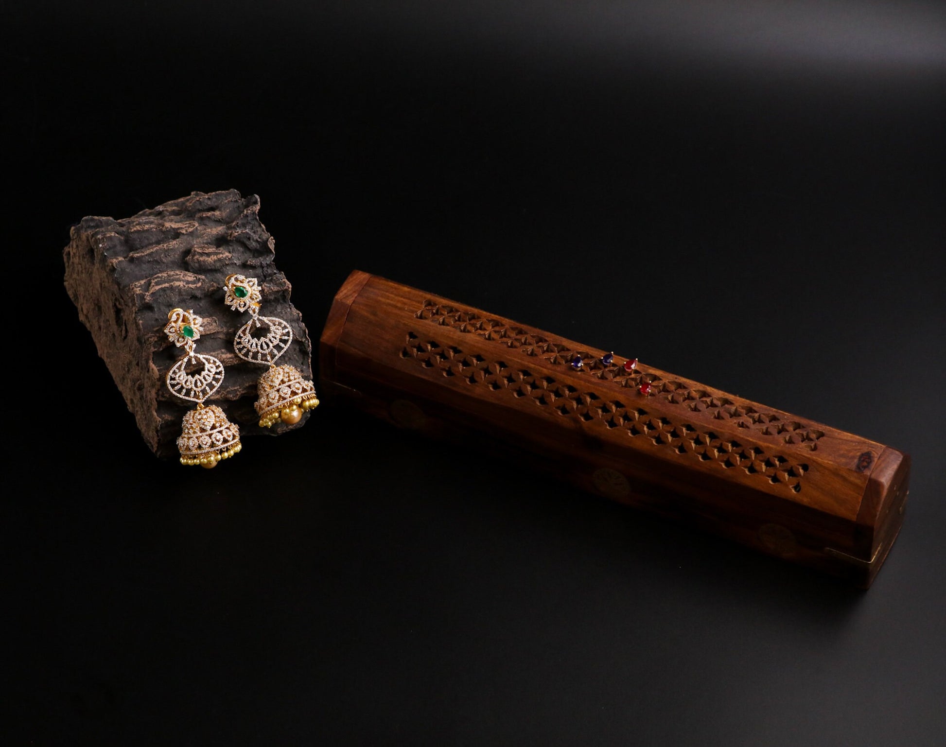 Diamond Jhumka ,diamond earrings,Pure silver Jhumkas Indian,Indian Earrings,Indian Wedding Jewelry Indian wedding Jewelry -SHABURIS