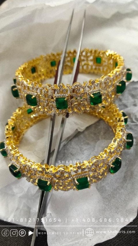 Diamond Bangles,South Indian Jewelry,silver indian Bangles,pure silver Swaroski Bangles,Indian Wedding Jewelry -NIHIRA-SHABURIS