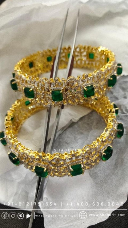 Diamond Bangles,South Indian Jewelry,silver indian Bangles,pure silver Swaroski Bangles,Indian Wedding Jewelry -NIHIRA-SHABURIS