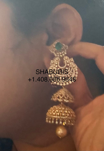 Diamond Jhumka Bridal Jewelry Indian wedding Jewelry Indian gold jewelry designs pure silver jewelry designs statement jewelry