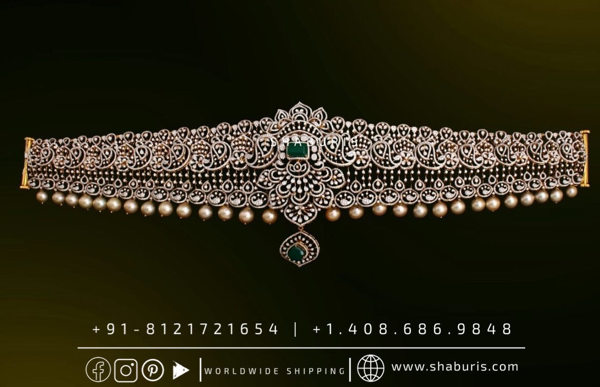 Diamond Vaddanam,South Indian Jewelry,Vaddanam,Kids Vaddanam,hip chain,diamond vaddanam,pure Silver indian jewelry - SHABURIS