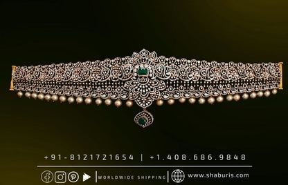 Diamond Vaddanam,South Indian Jewelry,Vaddanam,Kids Vaddanam,hip chain,diamond vaddanam,pure Silver indian jewelry - SHABURIS