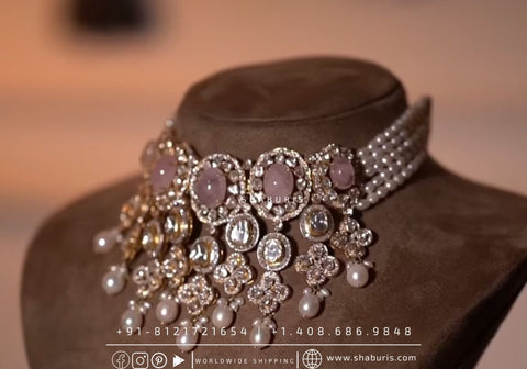 Polki diamond Jewelry Polki Necklace Diamond Necklace Beaded Necklace Tanzanite Necklace Diamond Jewelry Moissanite Necklace Bridal-SHABURIS