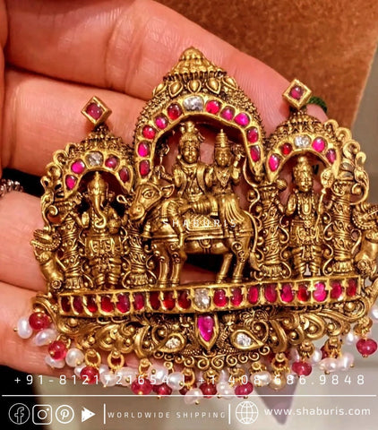 Shiva pendant,shiv ling,sabyasachi jewelry inspired Traditional indian Jewelery,lord shiva,Pure silver jewelry-NIHIRA