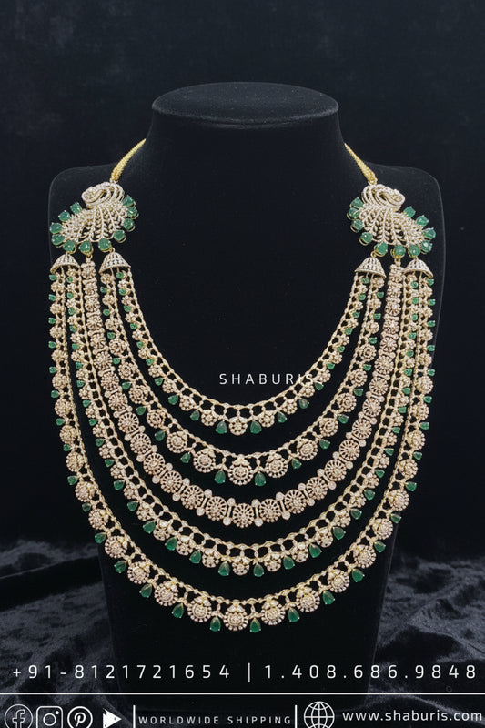 Diamond Panch Lada sath lada Diamond Layer Haram Mens Jewelry Grooms Jewelry Indian wedding Jewelry Unisex jewelry silver Jewelry - SHABURIS