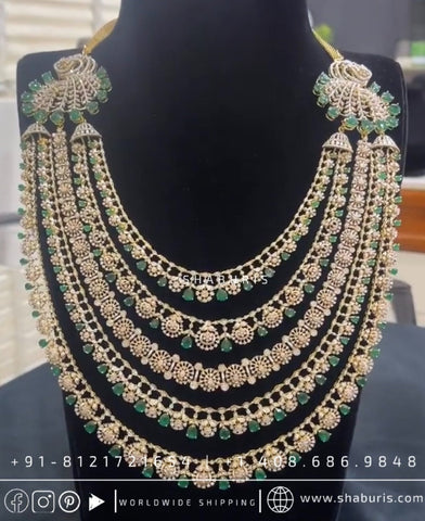 Diamond Panch Lada sath lada Diamond Layer Haram Mens Jewelry Grooms Jewelry Indian wedding Jewelry Unisex jewelry silver Jewelry - SHABURIS