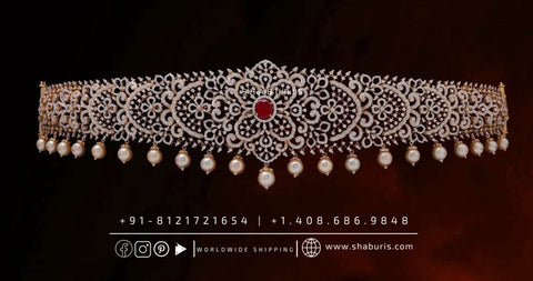 Diamond Vaddanam,South Indian Jewelry,Vaddanam,Kids Vaddanam,hip chain,diamond vaddanam,pure Silver indian jewelry - SHABURIS