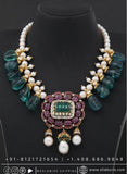 Zambian Emerald uncut diamonds pearls rubies diamond necklace silver jewelry 925 silver jewelry statement jewelry bridal jewelry - SHABURIS