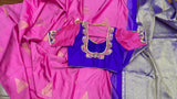 Kanchi pattu saree Handloom Saree Silk Saree blouse soft silk saree Indian ethnic wear wedding saree blouse Pink saree traditional saree