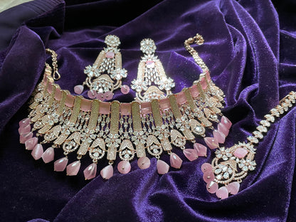 Rose Gold  Jewelry,Gold Plated Jewellery Indian ,Reception Jewellery,lyte weight Indian Bridal,wedding Jewelry Mehendi jewelry-SHABURIS