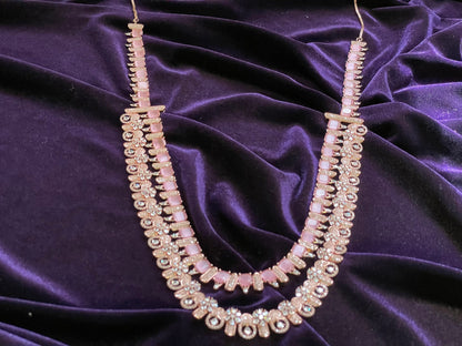 Rose Gold  Jewelry,Gold Plated Jewellery Indian ,Reception Jewellery,Indian Bridal,wedding Jewelry Mehendi jewelry long necklace - SHABURIS