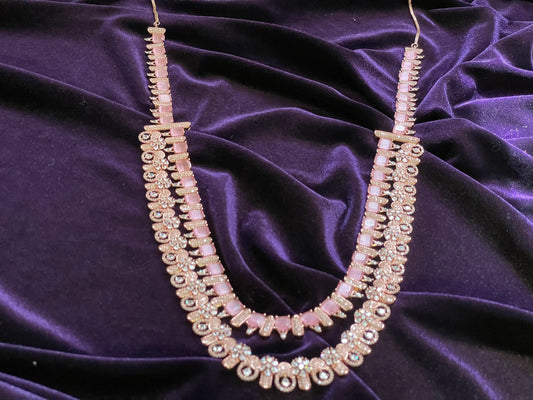 Rose Gold  Jewelry,Gold Plated Jewellery Indian ,Reception Jewellery,Indian Bridal,wedding Jewelry Mehendi jewelry long necklace - SHABURIS