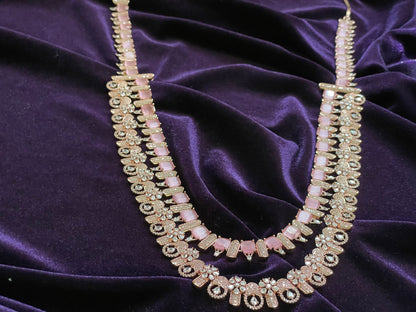 Rose Gold  Jewelry,Gold Plated Jewellery Indian ,Reception Jewellery,Indian Bridal,wedding Jewelry Mehendi jewelry long necklace - SHABURIS