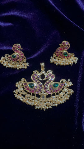 Peacock pendant set Necklace Simple Jewelry Indian Jewelry Bridal Necklace Fashion Jewelry South Indian Jewelry kids Jewelry gift jewelry