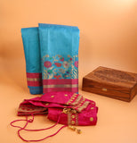 Lyte Weight pattu saree zari Saree handloom saree stitched blouse purple saree blue saree party wear saree silk saree wedding saree